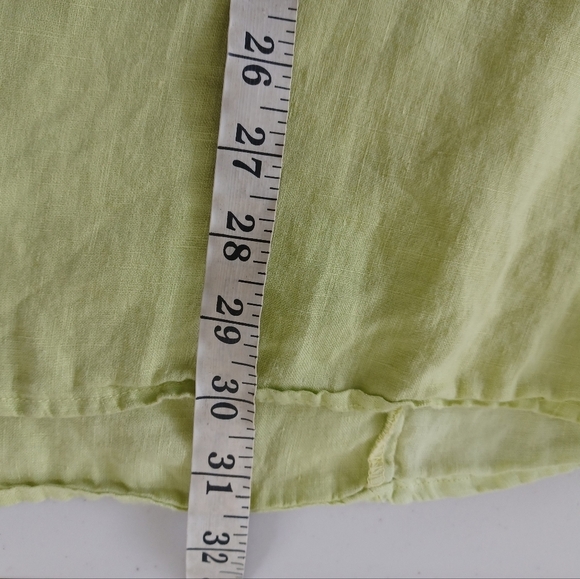 Match Point 100% Linen Artsy Lagenlook Lime Tunic Top - Picture 15 of 16